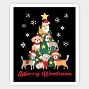 Dog Christmas Tree Merry Woofmas Dog Lover Gift Magnet